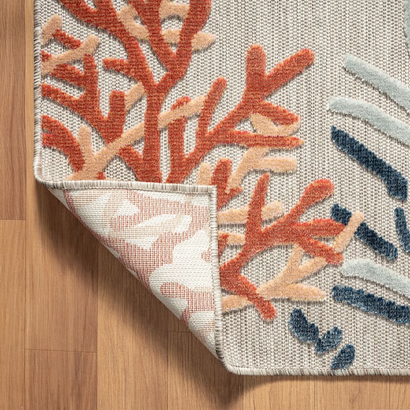 Sevita Vera Coastal Coral Durable Performance Indoor/Outdoor Area Rug