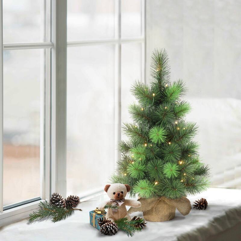 Puleo International Pre-Lit 2' Tabletop Artificial Christmas Tree - Green
