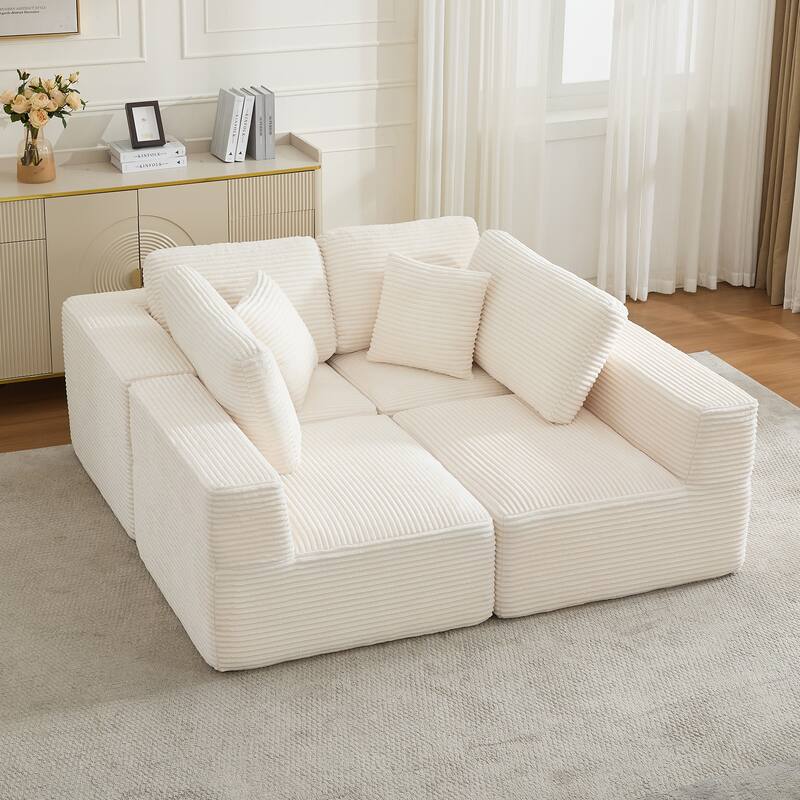 Modular Sectional Sofa Corduroy Customizable Living Room Sofa