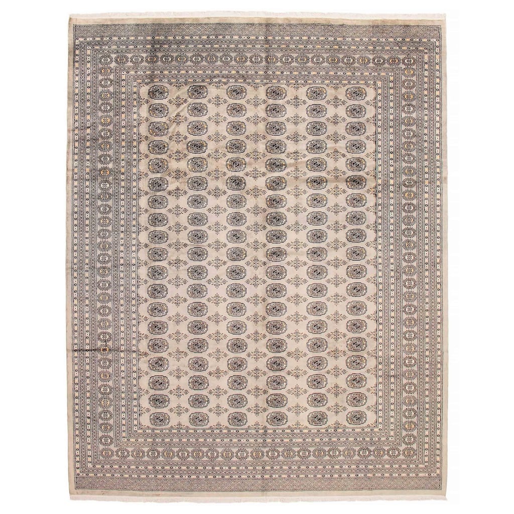 Finest Peshawar Bokhara Grey Rug 9'6" x 11'8" - 9'6 x 11'8
