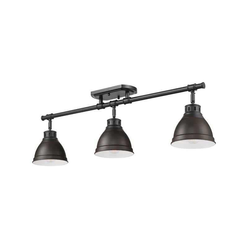 Yep by Golden Lighting Duncan 3-light Semi-Flush Mount in Matte Black and Rubbed Bronze shade - Matte Black - 3-Light Semi-flush