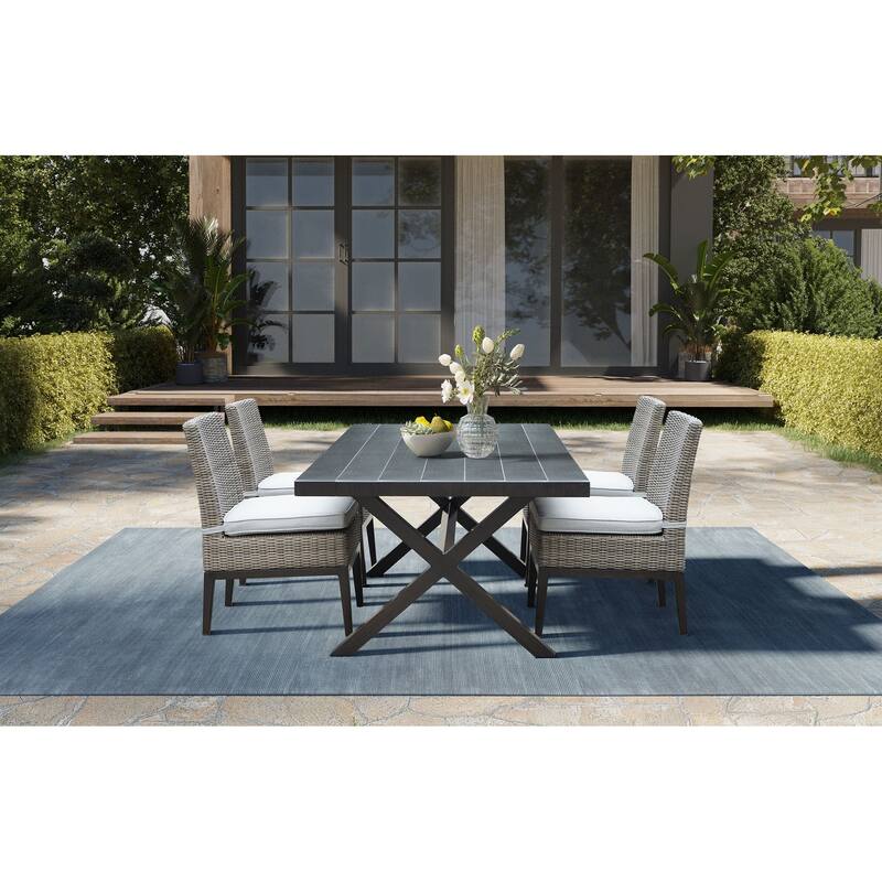 Mersin 5-Piece Outdoor Dining Set, Light Gray