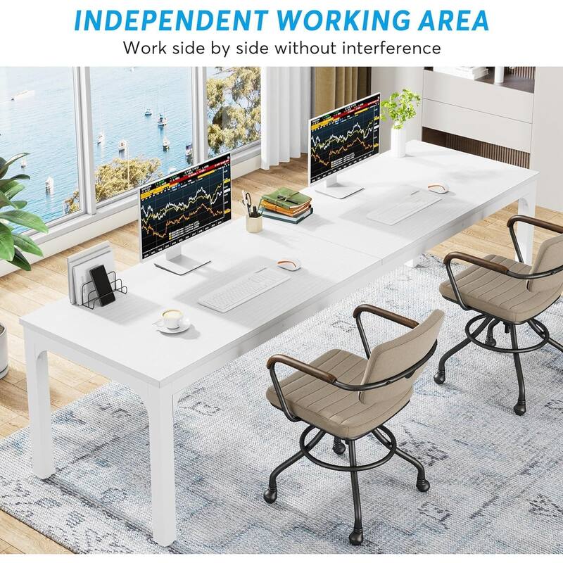 78.7" Extra Long 2-Person Computer Desk, Double Workstation for Home Office