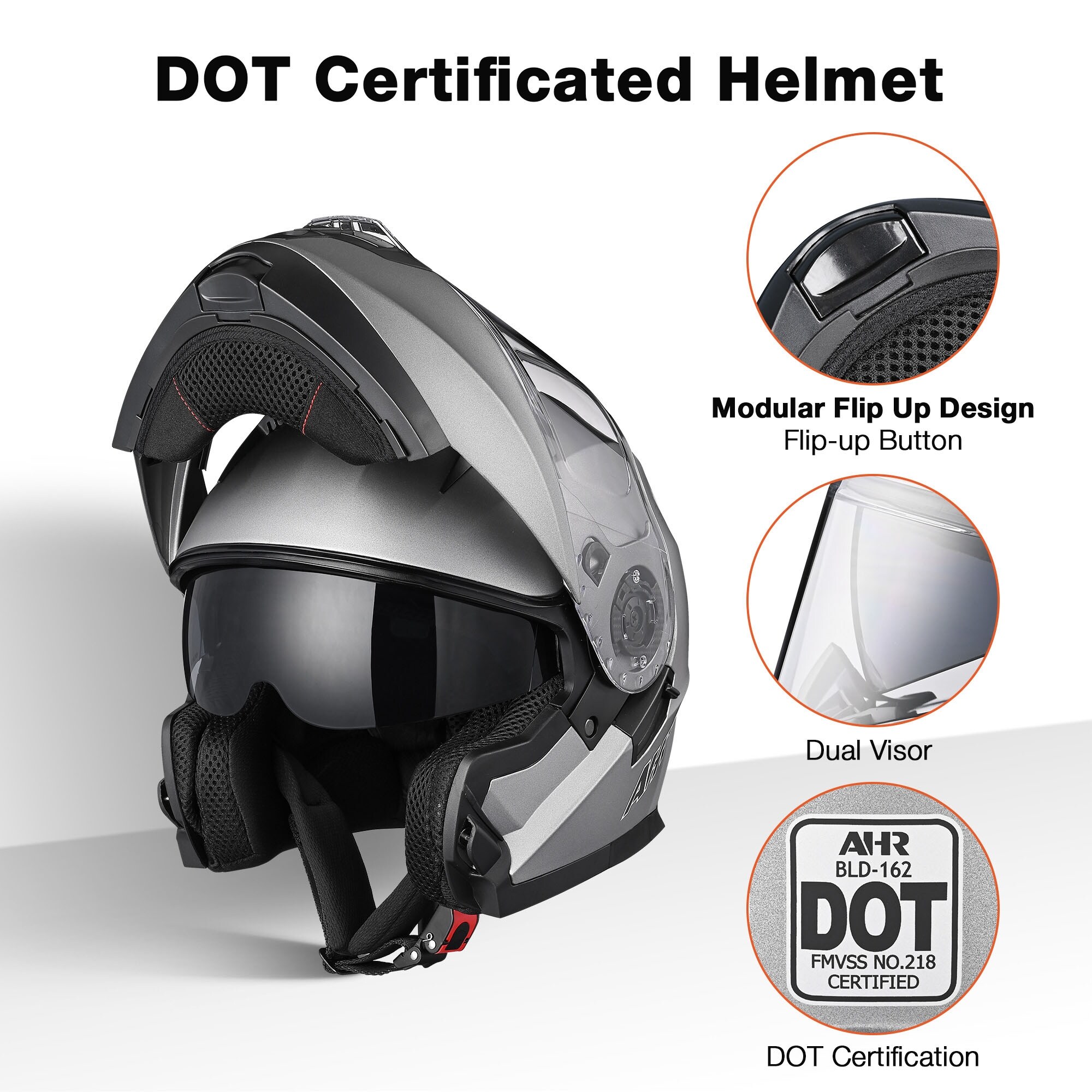 AHR RUN-M3 Modular Flip Up Helmet Full Face Dual Visor DOT Motorcycle Bike S - Overstock - 42901942 AHR RUN-M3 Modular Flip Up Helmet Full Face Dual Visor DOT Motorcycle Bike S - Overstock - 42901942