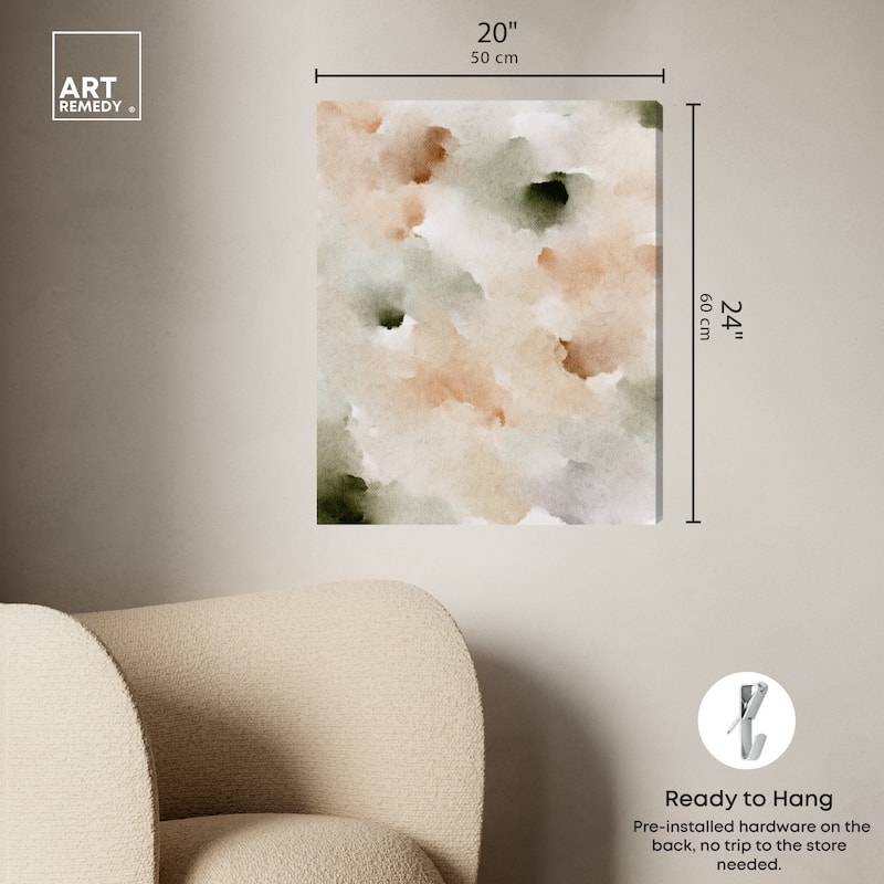 Art Remedy Cotton Balls And Cinnamon Gallery Wrapped Watercolor Boho Abstracts