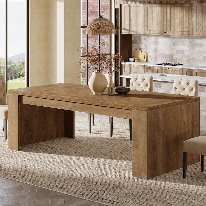 70.86-Inch Rectangular Dining Table for 6-8, Farmhouse Wooden Kitchen Table