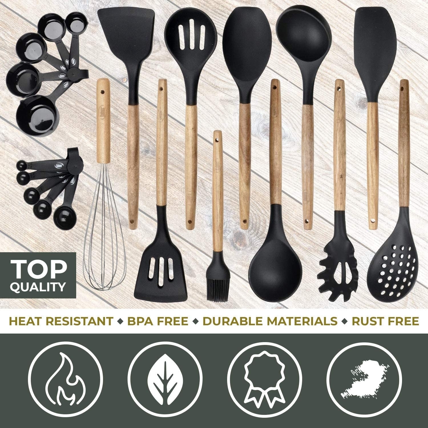 BECBOLDF kitchen utensils set - 21 silicone cooking utensils - kitchen  spatulas for nonstick cookware - heat resistan,silicone stainle