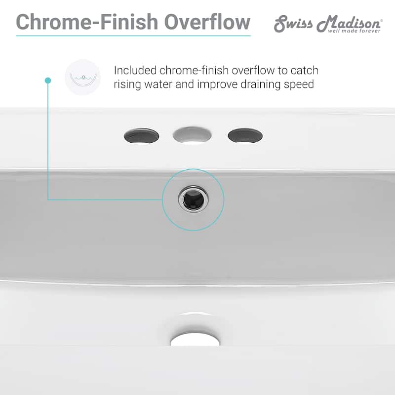 Swiss Madison Ceramic Vanity Top 24" with Single Faucet Hole