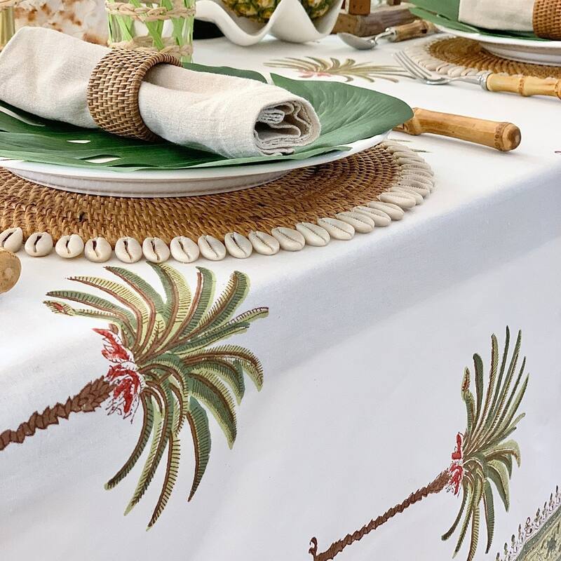 Square Tablecloth- Palm Tree Green