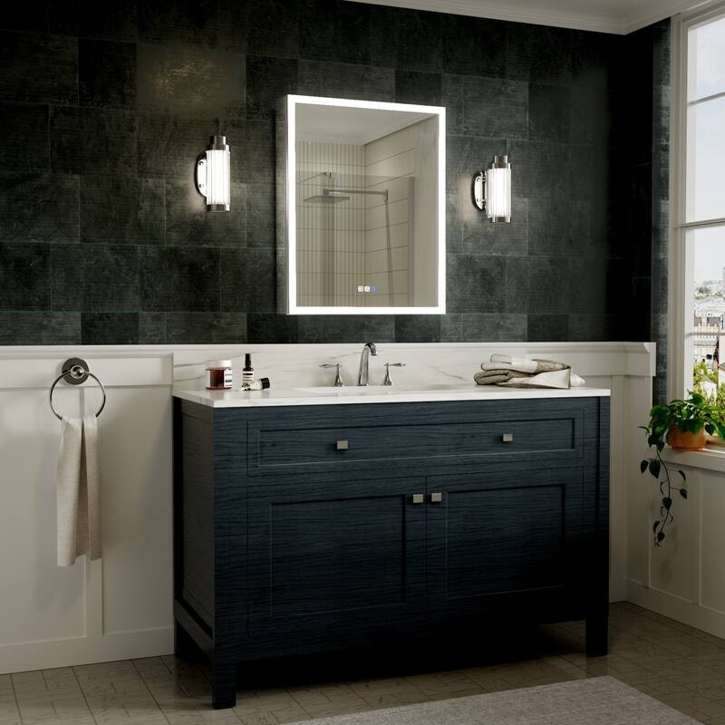 Modland 24"-30"W x 30"H LED Bathroom Medicine Cabinet with Mirror Anti-Fog,Surface or Recessed Mount