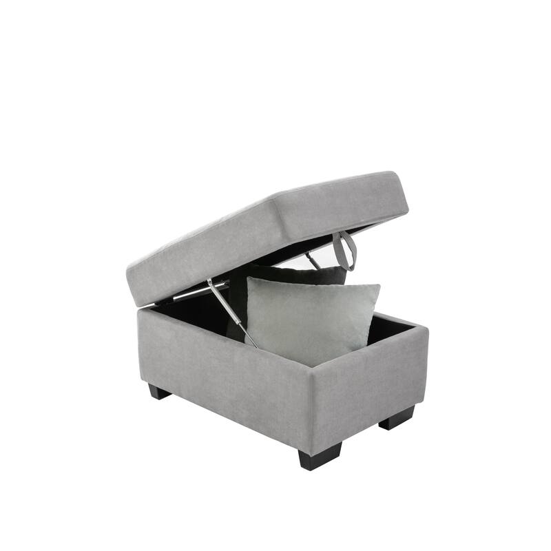 L-Shaped Sleeper Sofa Bed with USB Ports and Storage Ottoman - Perfect for Guests