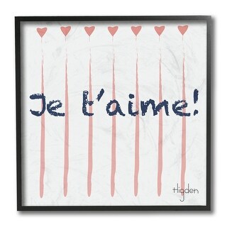 Stupell French Je T'aime Love Phrase Pink Hearts Framed Wall Art, 12x12 ...