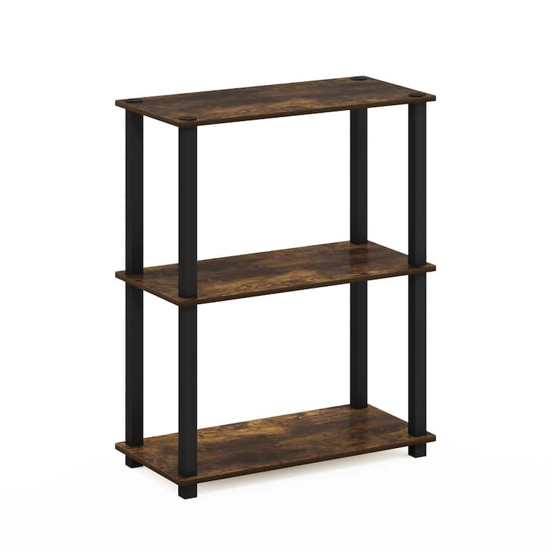 3 Tiers Wood Household Shelving Unit in Pine/Black (23.6 in. W x 29.5 in. H x 11.4 in. D) - 23. 6