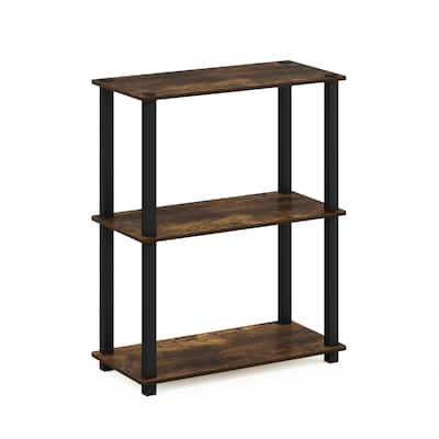 3 Tiers Wood Household Shelving Unit in Pine/Black (23.6 in. W x 29.5 in. H x 11.4 in. D) - 23. 6