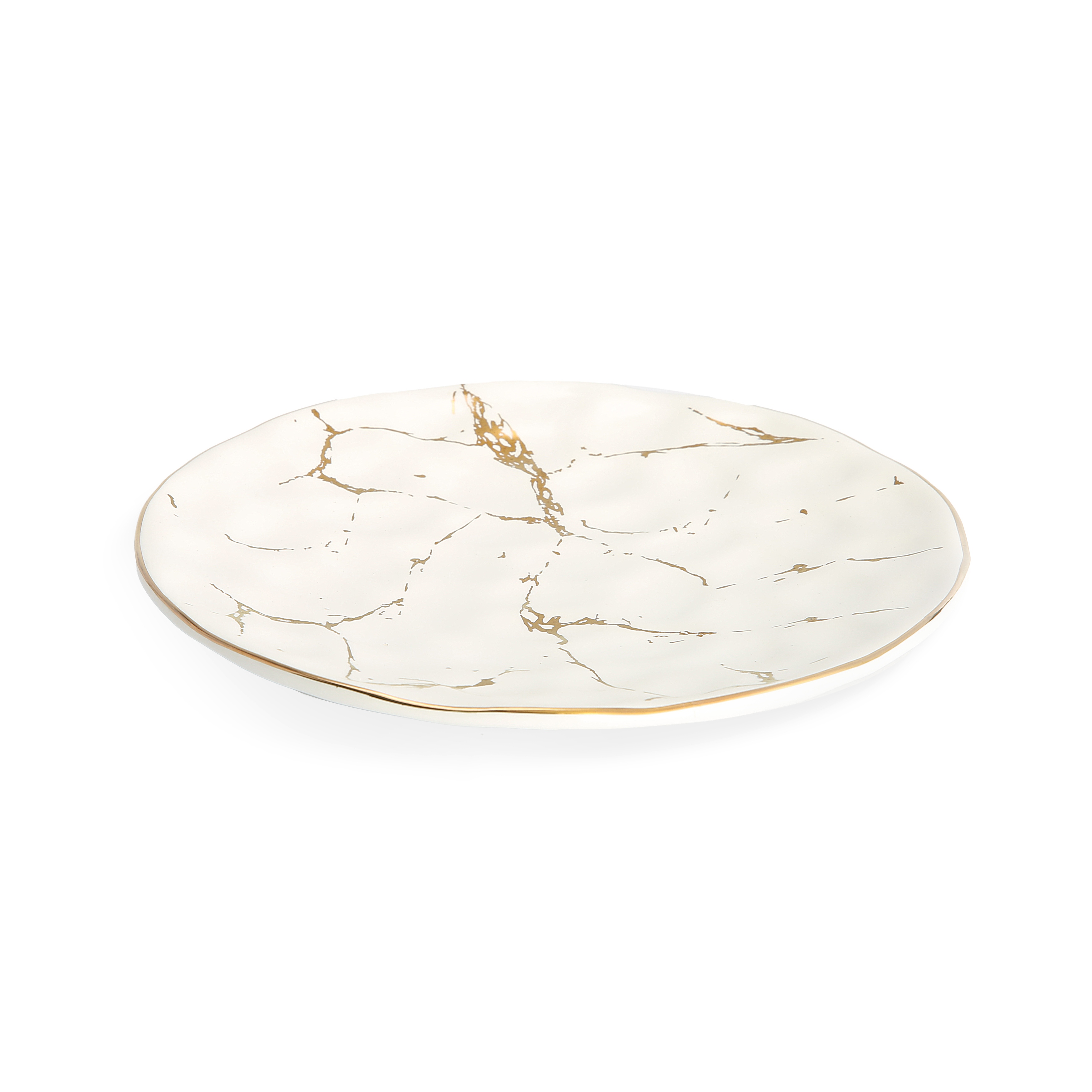 Set of 4 10 Marbleized Porcelain Dinner Plates