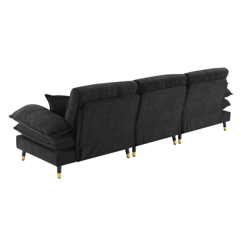 106" L-Shaped 4 Seater Convertible Sectional Sofa with Movable Ottoman, Adjustable Two-Tone Legs for Living Room