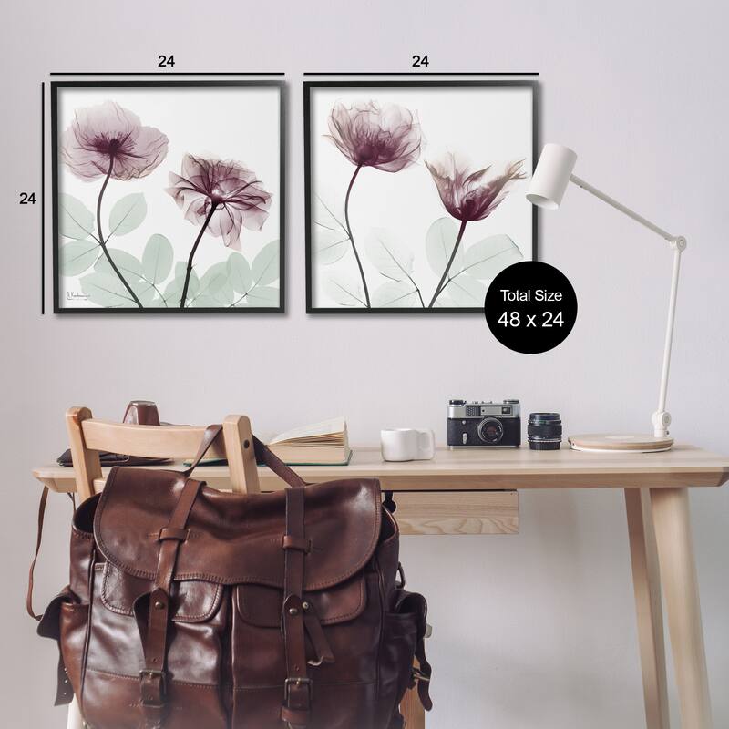 Stupell Delicate Mauve Flowers Framed Giclee Art Design By Albert Koetsier (Set of 2)