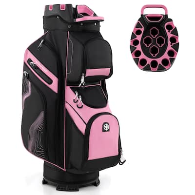 Gymax Golf Cart Bag Molded Lock Top Golf Bag w/14-Way Full Length