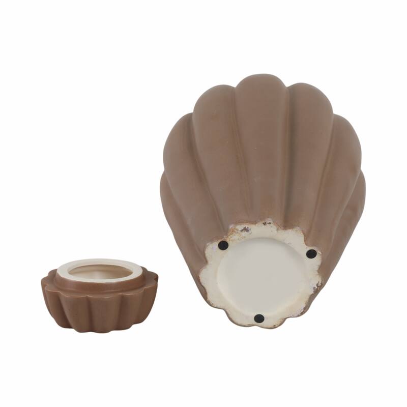 Stoneware Decorative Jar with Lid Fluted Sculpted Silhouette Style