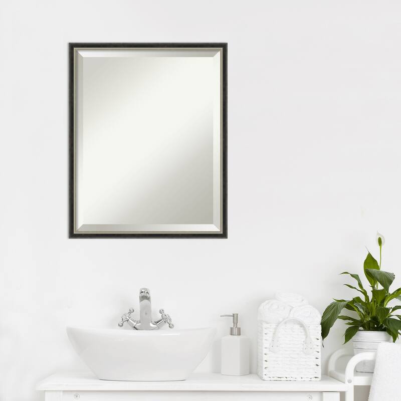 Theo Narrow Beveled Wood Framed Bathroom Vanity Wall Mirror