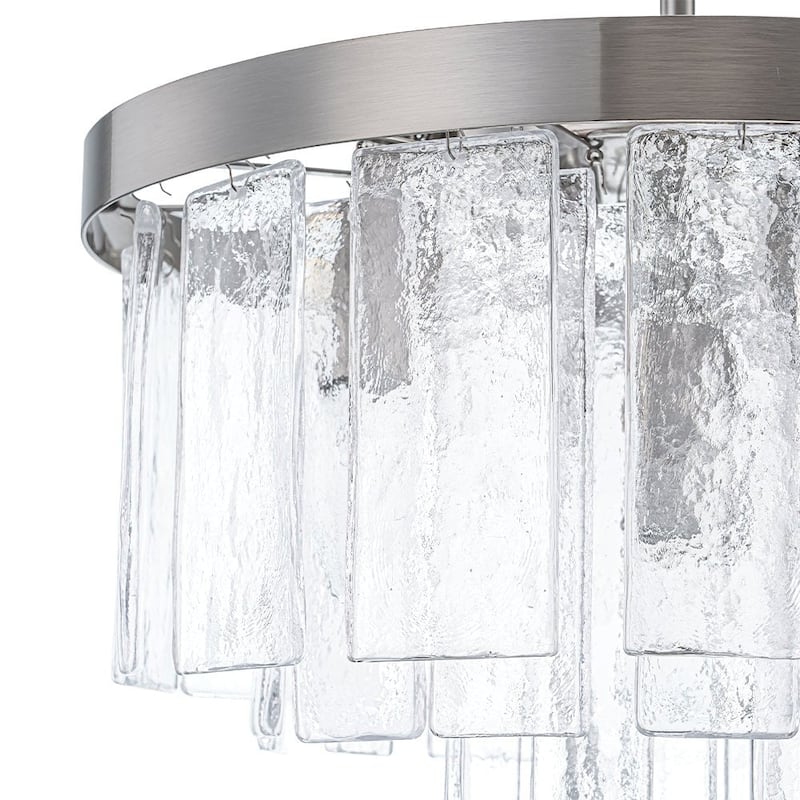 5-Light Tiered Water Glass Round Semi Flush Chandelier