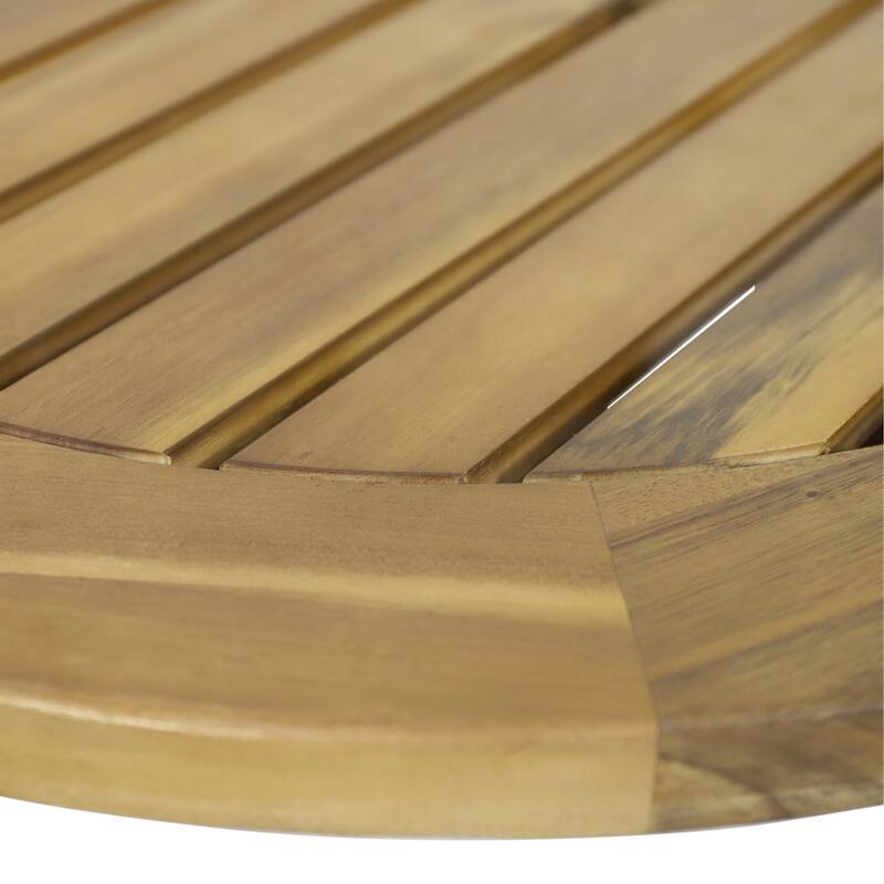 Solano Acacia Wood Outdoor Circular Coffee Table by Christopher Knight Home