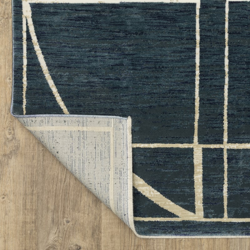 Style Haven Raphael Geometric Blue/ Ivory Mixed Pile Area Rug