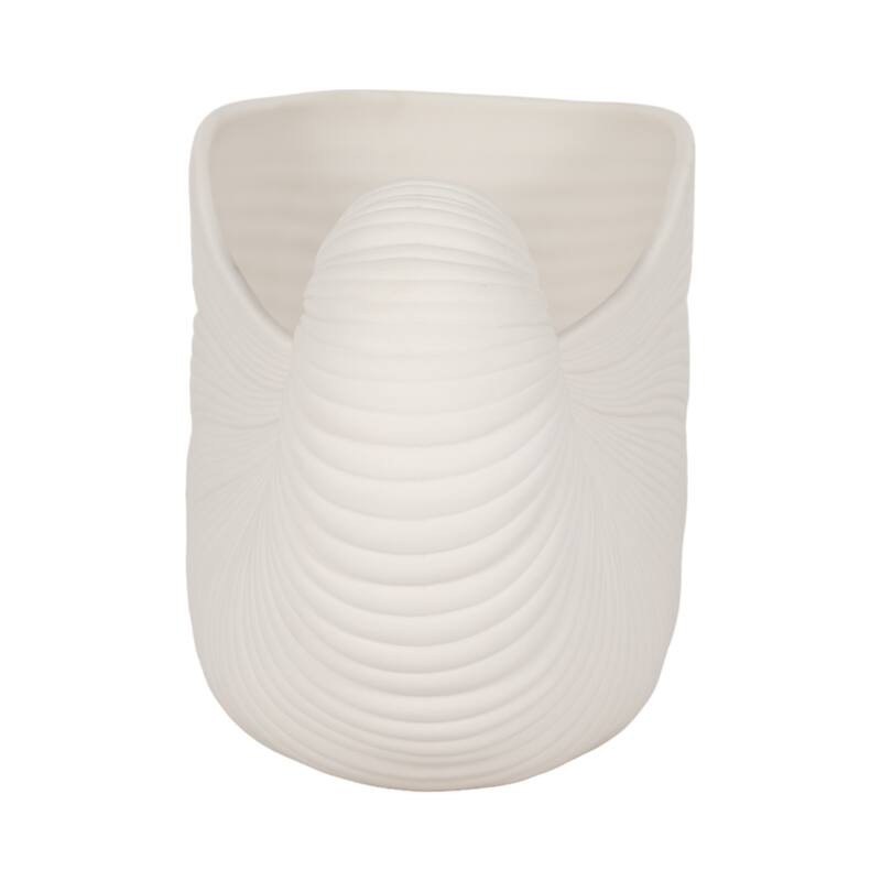 Sagebrook Home Stoneware White Coastal Novelty Shell Planter