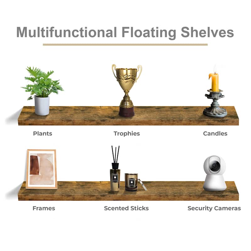 Sorbus Floating Shelves for Wall - 55 Inch Extra-Long Bathroom Shelves - Mounted Floating Shelf with Hidden Brackets (2 Pack)