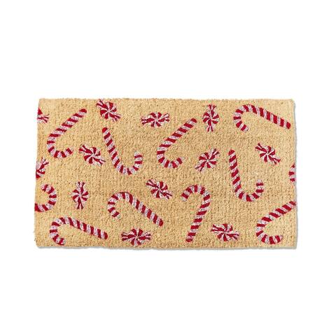 1'6"X2'6" Peppermint Candy Coir Doormat - Red