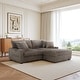 preview thumbnail 31 of 116, Modular Armchair and Ottoman Set with Adjustable Headrest, Flannel Upholstery Light Brown - Reversible