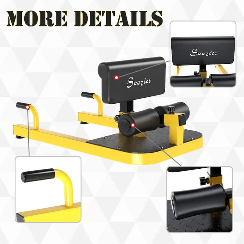 3-in-1 Yellow Sissy Squat Bench Hip Thrust Machine Adjustable Home Gym Equipment for Squats Sit-Ups Push-Ups