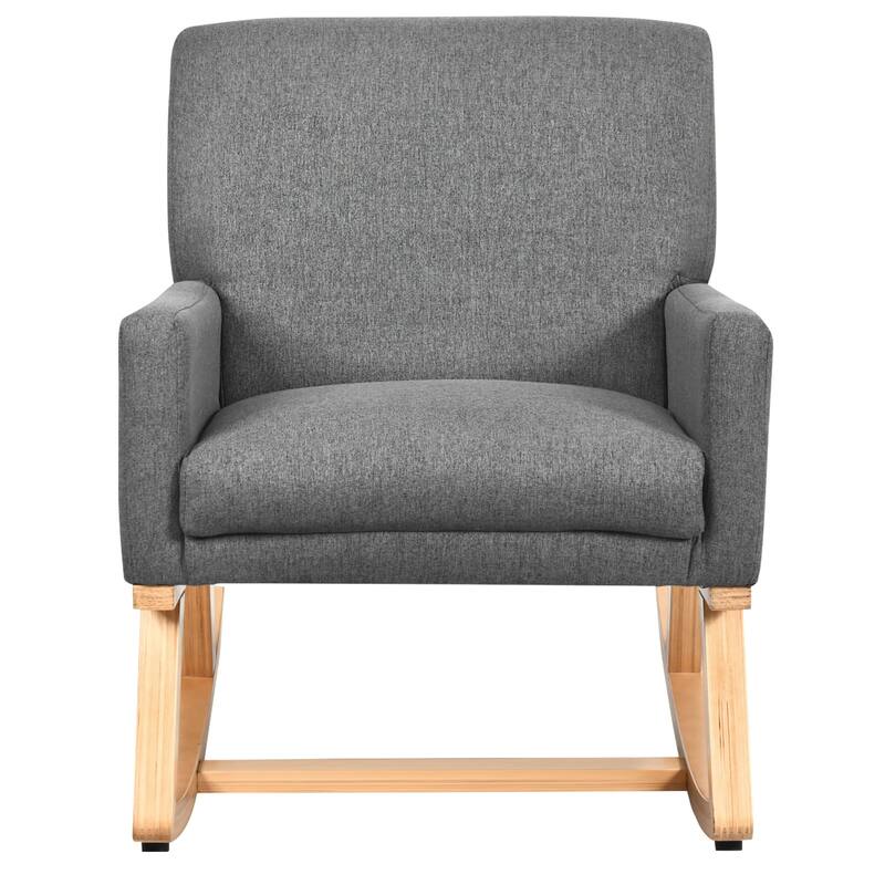 Costway Mid Century Rocking Chair Upholstered Armchair w/ Lumbar