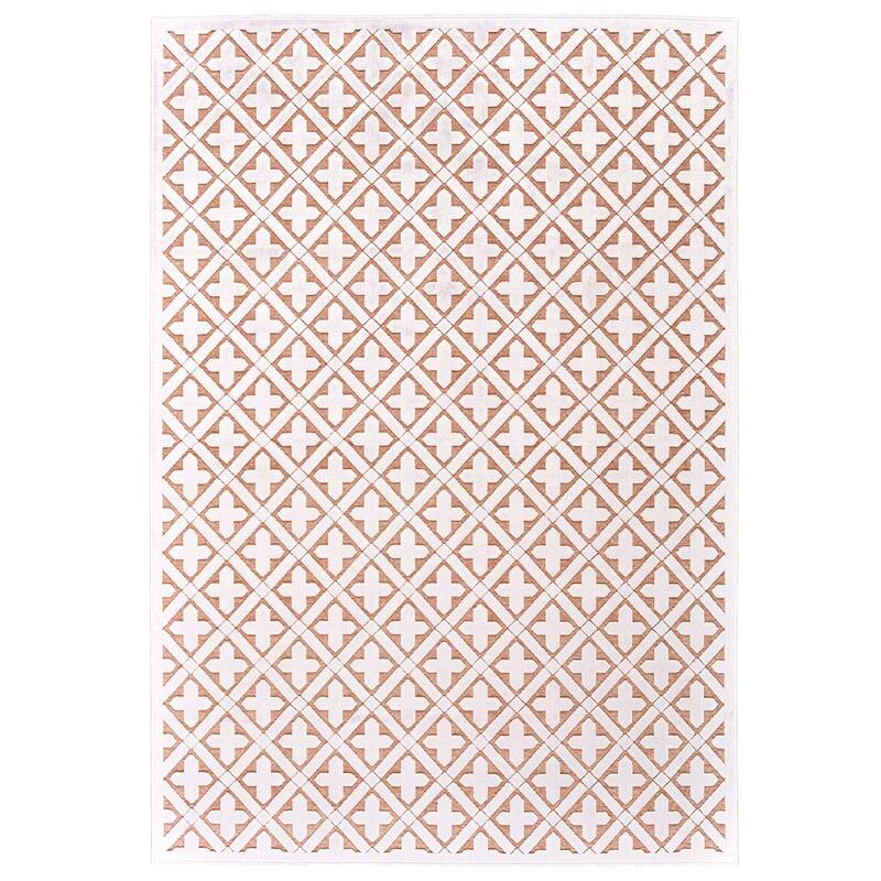 Grayton Machine Made Contemporary Area Rug - 5'-3" x 7'-6" - Blush Pink/Snow White