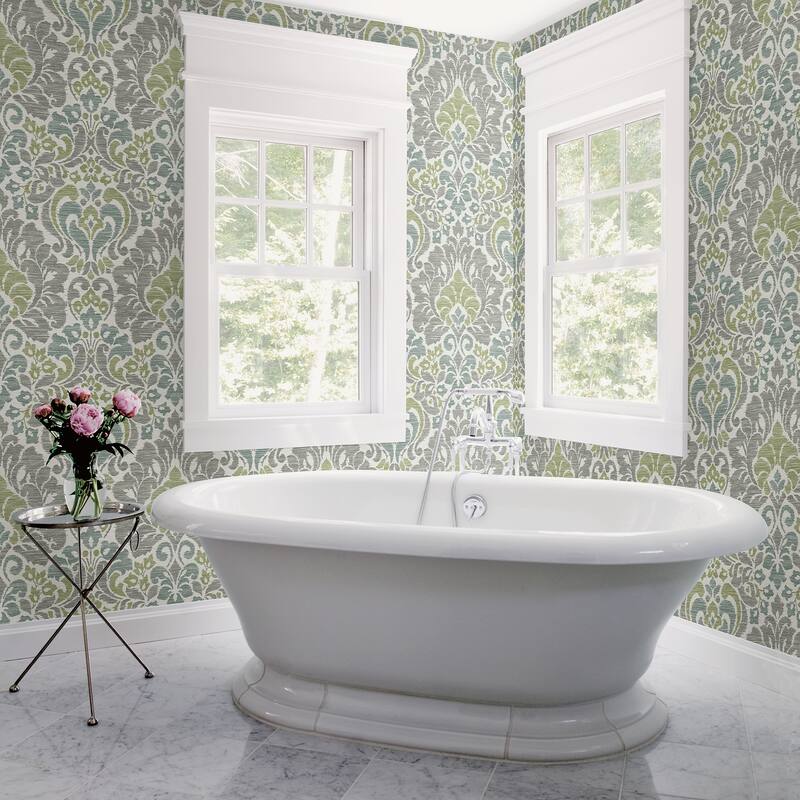 A-Street Prints Garden of Eden Green Damask Wallpaper