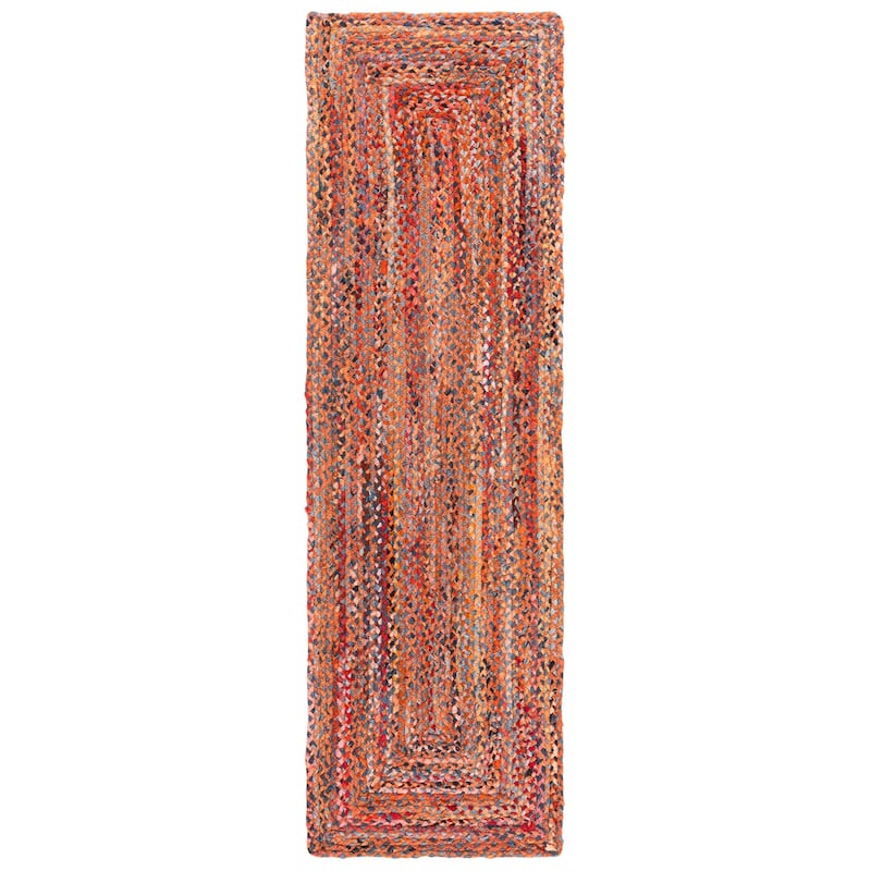 SAFAVIEH Georgine Handmade Nanny Braided Bohemian Cotton Rug - 2'3" x 8' Runner - Orange/Rust
