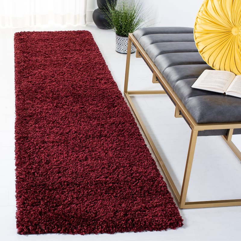 SAFAVIEH California Premium Shag Izat 2-inch Thick Area Rug - 2'3" x 9' Runner - Maroon