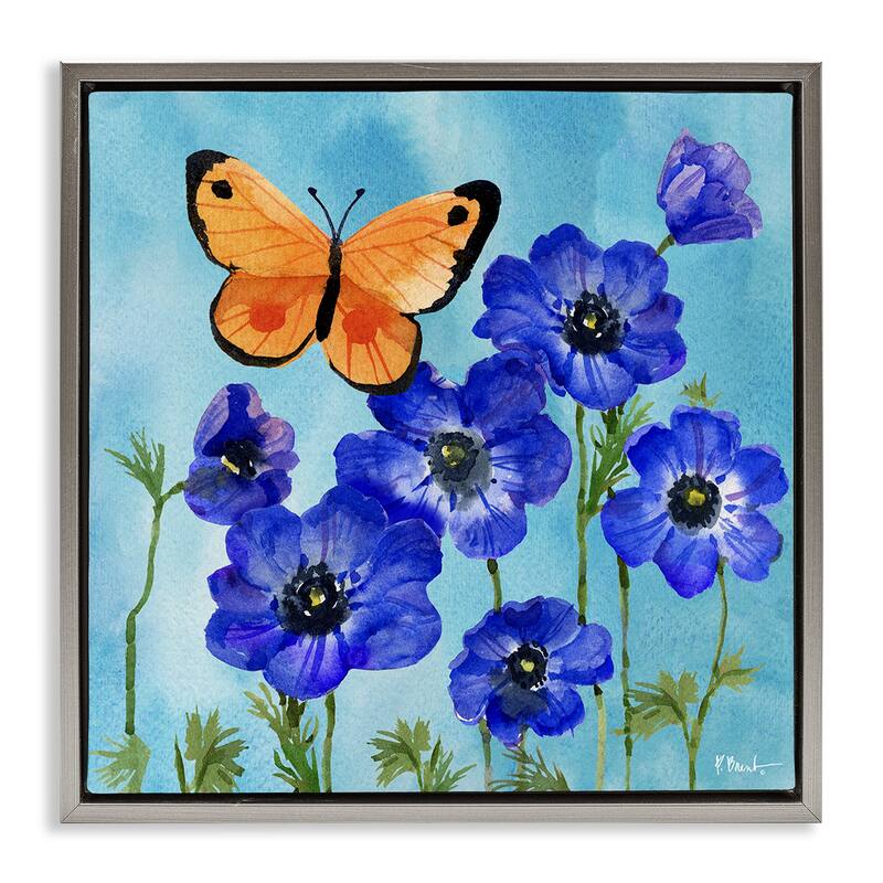 Stupell Poetic Monarch Butterfly Framed Floater Canvas Wall Art Design By Paul Brent - 18 x 18 - Grey