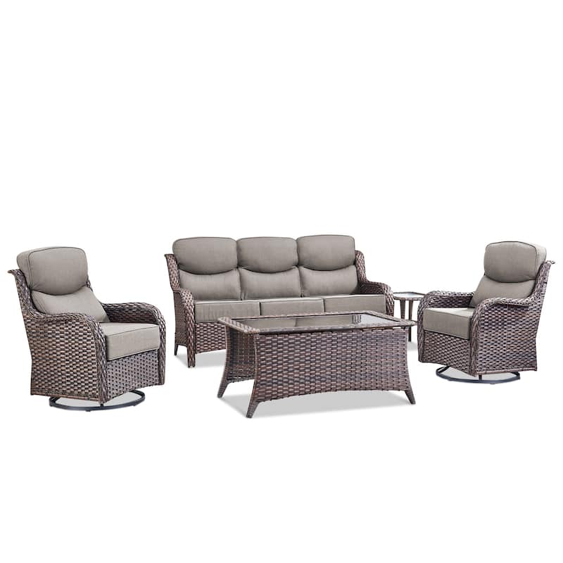 Pocassy Outdoor Sofa Patio Swivel Chairs Sets