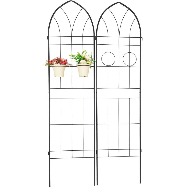 2 Pack Metal Garden Trellis Rustproof Trellis for Climbing Plants Outdoor Flower Support Cream