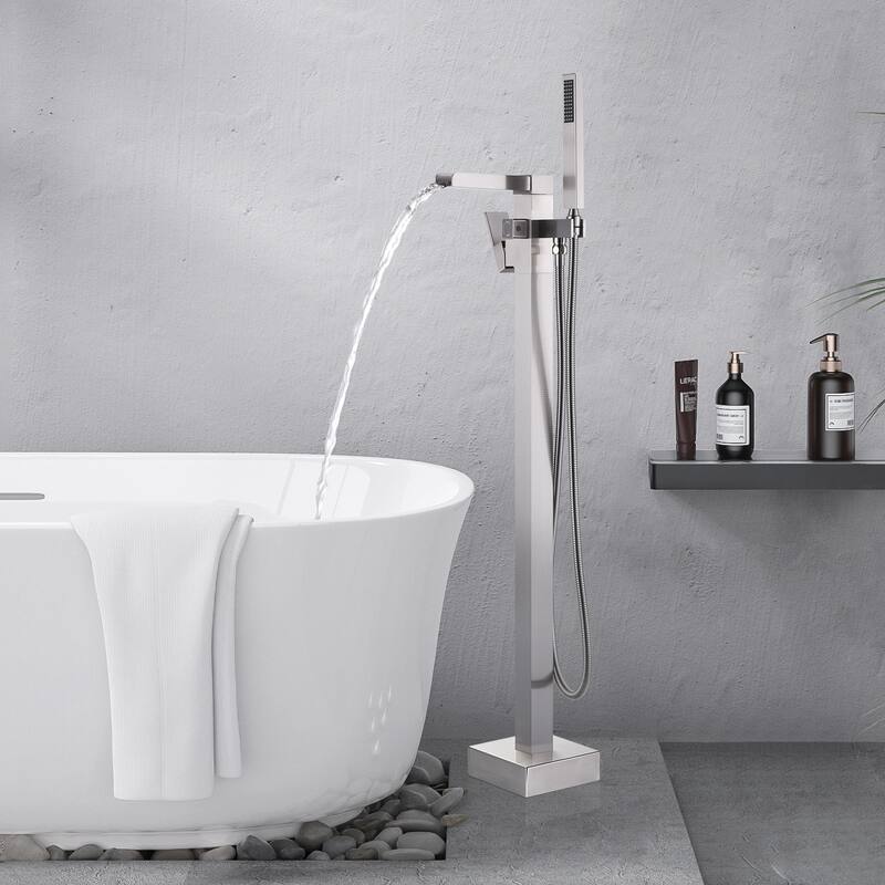 WOWOW Single Handle Freestanding Bathtub Faucet with Handheld Shower