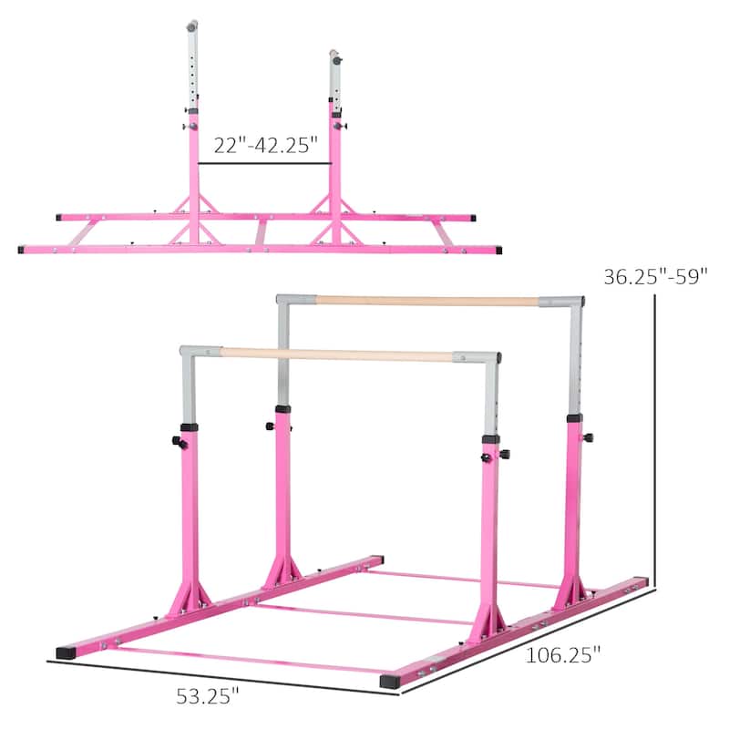 Qaba Double Horizontal Bars, Junior Gymnastic Training Parallel Bars with Double-locking System