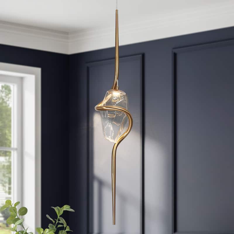 Modern Gold LED 1-Light Pendant Light with Art Deco for Kitchen Island