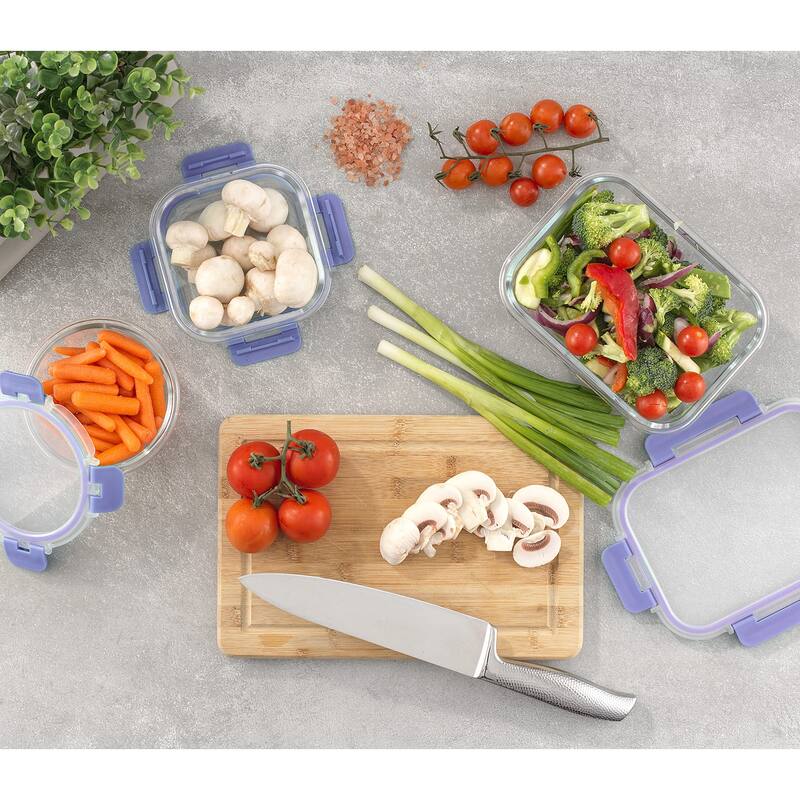 24pc Borosilicate Glass Storage Containers with Lids. 12 Airtight, Freezer Safe Food Storage Containers, Pantry Kitchen Storage