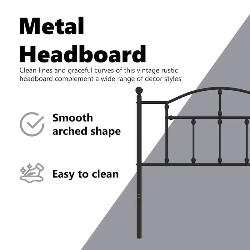 vidaXL 38.2 Inch Metal Headboard, Farmhouse Rustic Headboard Only