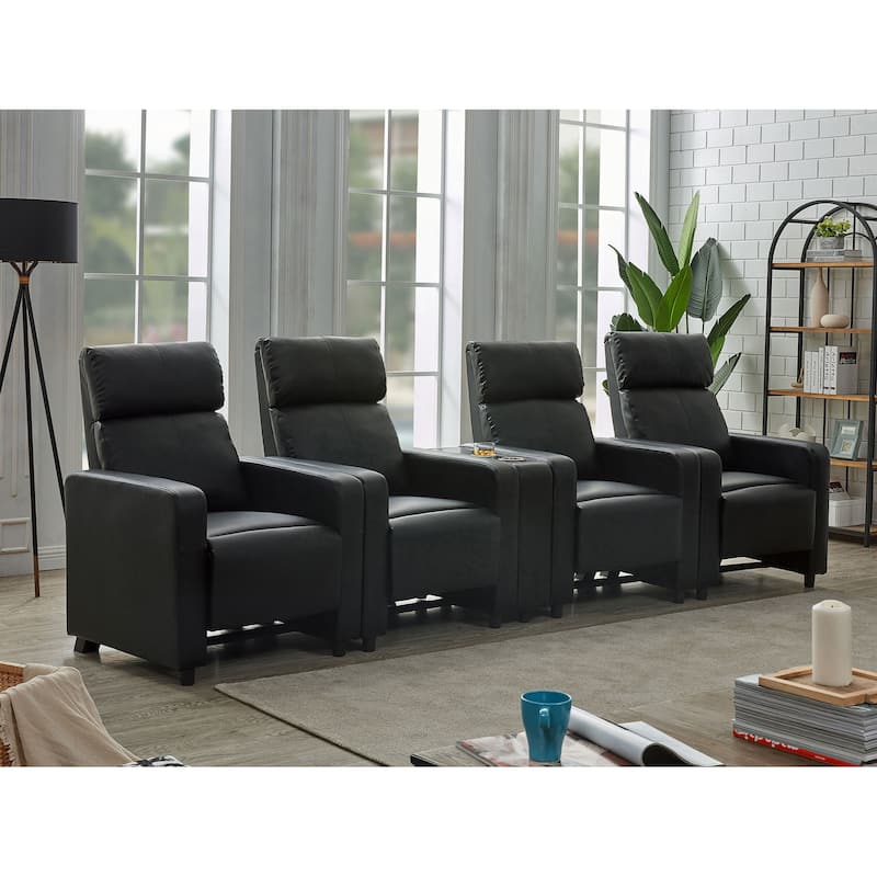 Toohey Black Upholstered Tufted Recliner Living Room Set - Black (5 pieces - 4 Recliner) - 5 Piece