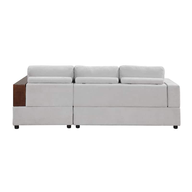 Christopher Knight Home - 87.4" L-Shaped Sectional Sofa with Reversible Armrests and Integrated Chaise Lounge