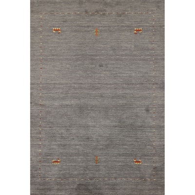 Gray Tribal Gabbeh Oriental Area Rug Handmade Wool Carpet - 3'11"x 5'10"