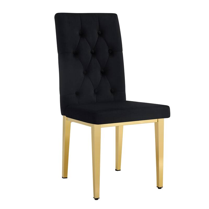 2 piece dining chairs.The gold metal legs complement the black velvet,showcasing a perfect blend