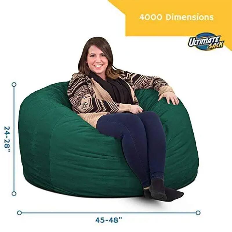 Ultimate Sack 4ft Bean Bag Chair, Oversized Indoor Comfy Lounger, Hunter Suede